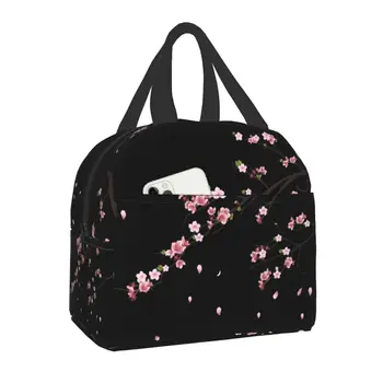 Japonijos Filialas Sakura Izoliuoti Pietūs Krepšys Moterims Nešiojamas Vandeniui Gėlių Gėlių Cherry Blossom Aušintuvas Šilumos Bento Dėžutė