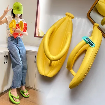 2023 Naujas Bananų Flip Šlepetės Vyrams, Moterims Vasaros Šlepetė, Storas Padas neslidus Paplūdimio Sandalai Vonios kambarys Pora Juokinga Bananų Skaidrės