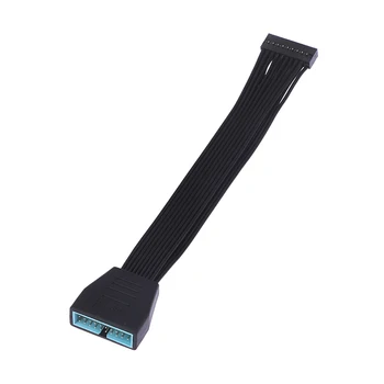 Mažas Mini USB 3.0 19/20 Pin Vidaus Plėtinio Antraštės Adapterio Kabelis Juodos Plokščios Vielos Kabelis Plokštė 5.9 colių/15cm