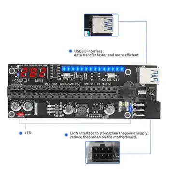 0.6 M VER15X PCI-E 1X Iki 16X Riser Card PCIe Plėstuvas 6 Pin SATA Maitinimas USB 3.0 Kabelį, Vaizdo Grafikos plokštė Už GPU Kasyba