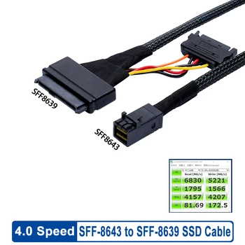 HD Mini SAS SFF-8643 į SFF-8639 U. 2 SSD Kabelis Built-in 12G 8643 į 8639 su SATA Maitinimo Support 2.5