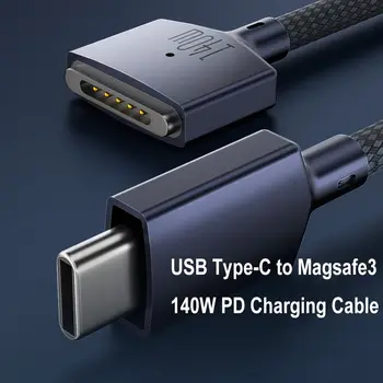 Magnetinio Greito Įkrovimo Kabelis PD 140W LED Lemputė USB Tipas-C Magsafe 3 Cinko Lydinys MacBook Air/Pro A2442 A2485 A2681