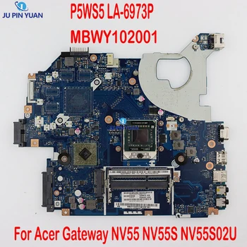 P5WS5 LA-6973P MBWY102001 Mainboard Acer Vartai NV55 NV55S NV55S02U Nešiojamojo kompiuterio pagrindinės Plokštės Lizdą fs1 DDR3 Visą Bandymo
