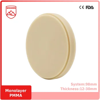 Wissden Monolayer PMMA Disc(2 Vnt.) 98,12-30mm Dantų Lab Medžiagų Atviros Sistemos, CAD/CAM