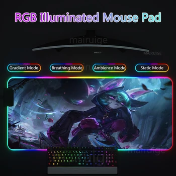 400*800/400*900mm RGB Led Pelės Mygtukai Vex Kilimėlis XXL Didelė Klaviatūra MouseMat LOL Akshan Apšvietimas Žaidimų Reikmenys, Stalo Patiesalai