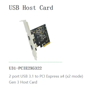 IOI U31-PCIE2XG322 2 port USB 3.1 PCI Express x4 (x2 režimas) Gen 3 Priimančiosios Kortelės įranga vizija