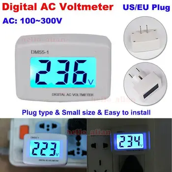 DM55-1 Digital Voltmeter Lizdas Įtampos Testeris LCD Voltmeter 110V, 220V Sienos Montuojamas Voltmeter