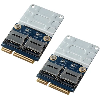 2X 2 SSD HDD Nešiojamas Dual Micro - SD SDHC SDXC TF Į Mini Pcie Atminties Kortelių Skaitytuvas Mpcie 2 Mini-Sdcards