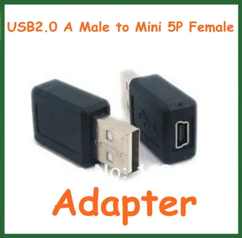5vnt Adapteris USB 2.0 A Male į Mini 5P Moterų Jungties Adapteris Kabelio Pratęsimas Skaičiuoklė