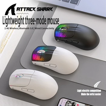 X5 RGB Tri-Mode Wireless Gaming Mouse 4000 DPI Lengvas Pelės Tipas-C Laidinio 2.4 G+BT5.0 Belaidės Pelės Mygtuką 6 300MAH MiniMice