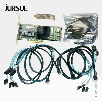 Adaptec ASR 71605 RAID Controller Card 1GB 16Port PCI-E Expander Kortelė + 4* SFF-8643 į SATA Kabeliai