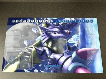 Digimon stalo Žaidimas CCG DTCG Dvikova Playmat MetalGarurumon Trading Card Game Kilimėlis Kilimėlis & Zonų Anti-slip Gumos Padas Maišelį 60x35cm