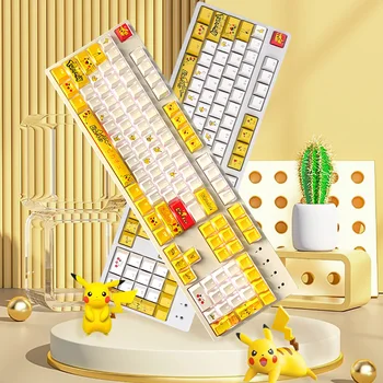 Double Shot pbt Keycaps 108 Klavišus Pikachu Keycap Nustatyti Dažų Sudedamoji Apšvietimas Raktų Dangteliai, TKL87 MX Jungiklis Mechaninė Klaviatūros Dangtelis