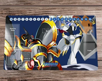 Digimon Dvikova Playmat DTCG CCG Kilimėlis Alphamon & Omnimon Trading Card Game Kilimėlis Nemokamai Krepšys Kilimėlis Stalas Stalo Padas Nemokamas Krepšys 60x35cm