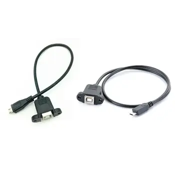 30/50cm Micro USB Vyras į USB2.0 B Tipo Moterų Adapterio Kabelį Panel Mount Skylę J60A