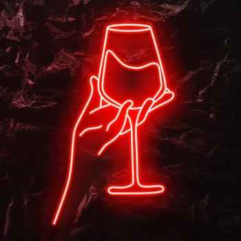 Raudono Vyno Stiklo Neoninis Ženklas Vyno Stiklo Šviesos diodų (LED Šviesos Sienų Dekoras Stuff USB Lempa Baras Klubo Kambarių Viešbutis, Pub Šalis