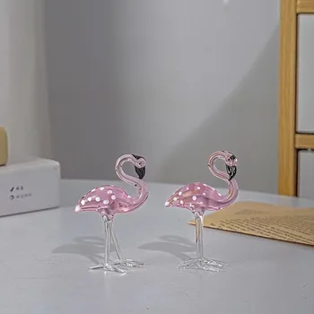Vitražas Mielas Flamingo Crystal Mini Gyvūnų Amatų Festivalis Dovana Vaikams, Žaislai, Namų Puošybai TV Kabineto Stalo Ornamentas