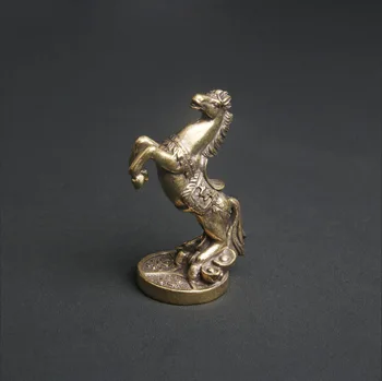 Antikvariniai Žalvaris Arklių Žengia Yuanbao Kūrybos Darbalaukio Ornamentas iš Karto Turtingas Zodiako Arklių Amatai