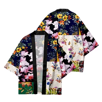 Harajuku kimono Išorinis Apdaras Kailis Skara Megztinis Havajų Atostogų Drabužių 3D Atspausdintas Ukiyo-E Modelis Japonų Kimono Cape