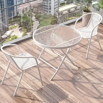 Lauko balkono staliukas, kėdė nustatyti laisvalaikio baltos spalvos mišinys, sudedamas stalas smulkūs namų apyvokos arbatos stalo, lauko baldų komplektas