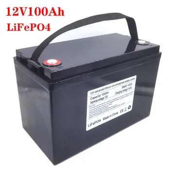 12V 100Ah LiFePO4 Baterija Ličio Geležies Fosfato Baterijos Built-in BMS Saulės Energijos Sistema RV Namas Velkamosiomis Motorinių Tax Free
