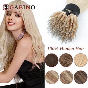 Nano Žiedai, Žmogaus Plaukų priauginimas 1001# Pearl Blond Nano Nuorodą, Plaukų priauginimas Keratino Kapsulėmis Microring Sintezės Plaukai 12-26Inch